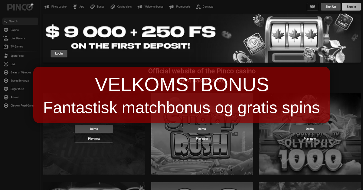Pinco Casino Danmark - Premium Online Spiloplevelse